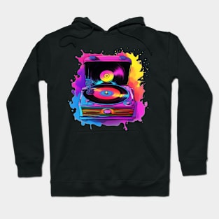 neon vinyl record Hoodie